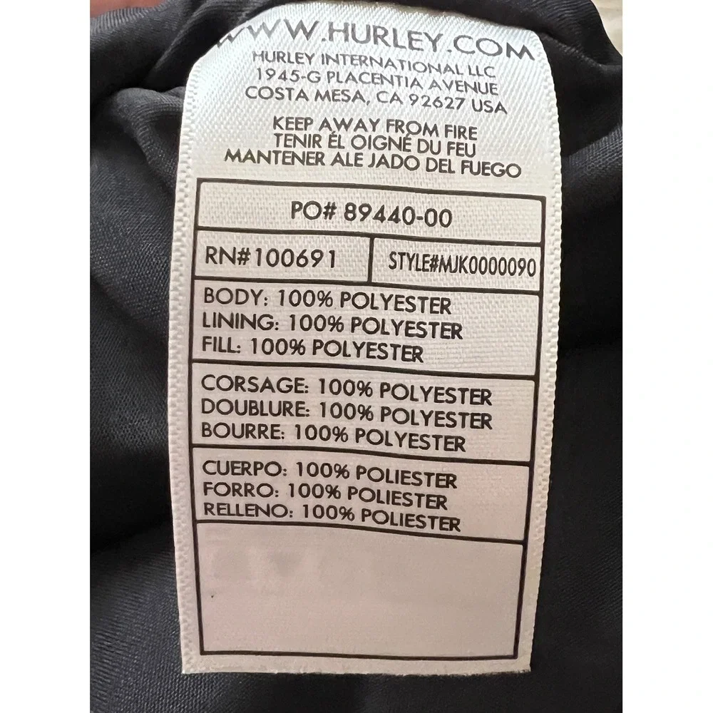 Hurley Men's Outer Edge Black Jacket Size‎ Small Polyester Zip Up Pockets Read